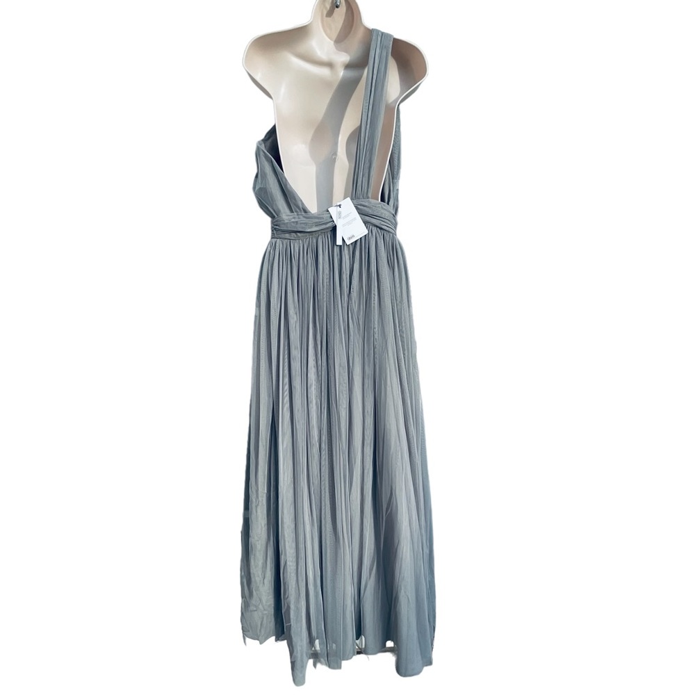 New! ASOS Premium Tulle One Strap Dress Maxi Formal Grey Silver size 8 Med 8889 - Picture 4 of 15